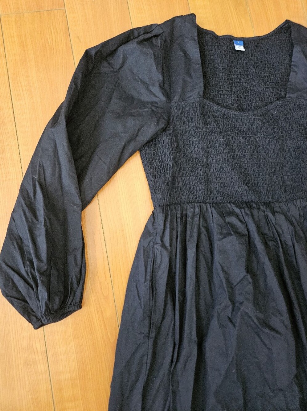 NEVER WORN Old Navy Black Smocked Square-Neck Midi Dress Sz Size L - Picture 4 of 13
